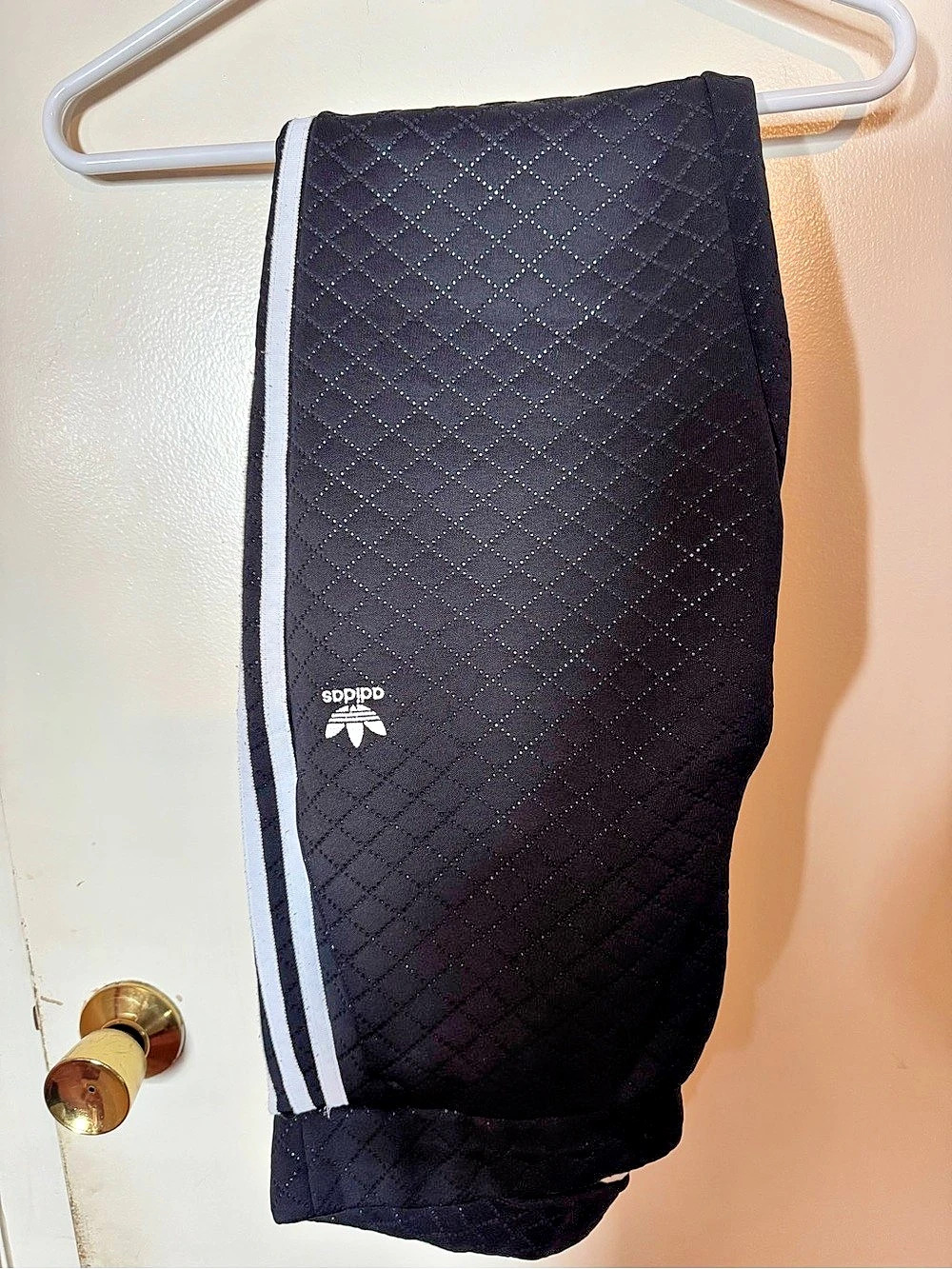 adidas Quilted Track Pants in Black & White Size Medium 14